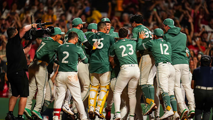 Jul 11, 2025; Boston, Massachusetts, USA; Boston Red Sox outfielder Ceddanne Rafaela (3) hits a two run home run to win the game against the Tampa Bay Rays in the ninth inning at Fenway Park. Mandatory Credit: David Butler II-Imagn Images Jul 11, 2025; Boston, Massachusetts, USA; Boston Red Sox outfielder Ceddanne Rafaela (3) hits a two run home run to win the game against the Tampa Bay Rays in the ninth inning at Fenway Park. Mandatory Credit: David Butler II-Imagn Images