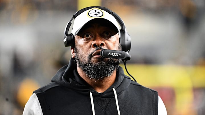 Jan 12, 2026; Pittsburgh, PA, USA; Pittsburgh Steelers head coach Mike Tomlin before an AFC Wild Card Round game against the Houston Texans at Acrisure Stadium. Mandatory Credit: Barry Reeger-Imagn Images