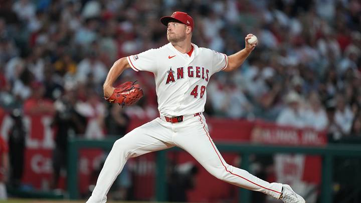 Sep 2, 2026; Anaheim, California, USA; Los Angeles Angels pitcher Reid Detmers (48) throws a pitch against the New York Yankees during the sixth inning at Angel Stadium. Mandatory Credit: Kirby Lee-Imagn Images Sep 2, 2026; Anaheim, California, USA; Los Angeles Angels pitcher Reid Detmers (48) throws a pitch against the New York Yankees during the sixth inning at Angel Stadium. Mandatory Credit: Kirby Lee-Imagn Images