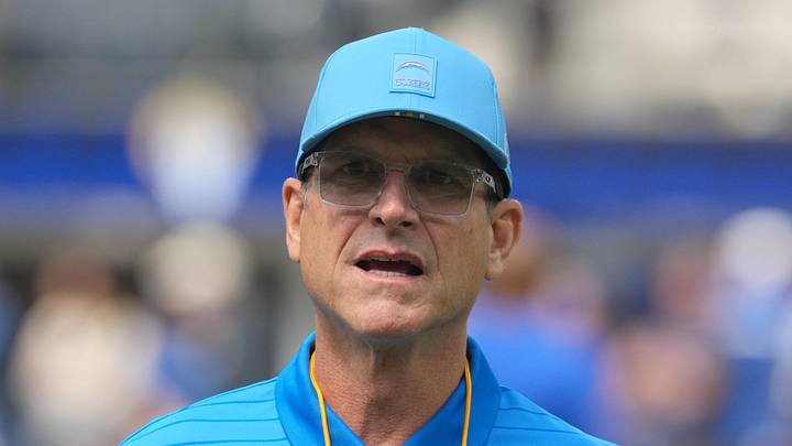 Aug 16, 2025; Inglewood, California, USA; Los Angeles Chargers coach Jim Harbaugh reacts during the game against the Los Angeles Rams at SoFi Stadium. Mandatory Credit: Kirby Lee-Imagn Images Aug 16, 2025; Inglewood, California, USA; Los Angeles Chargers coach Jim Harbaugh reacts during the game against the Los Angeles Rams at SoFi Stadium. Mandatory Credit: Kirby Lee-Imagn Images