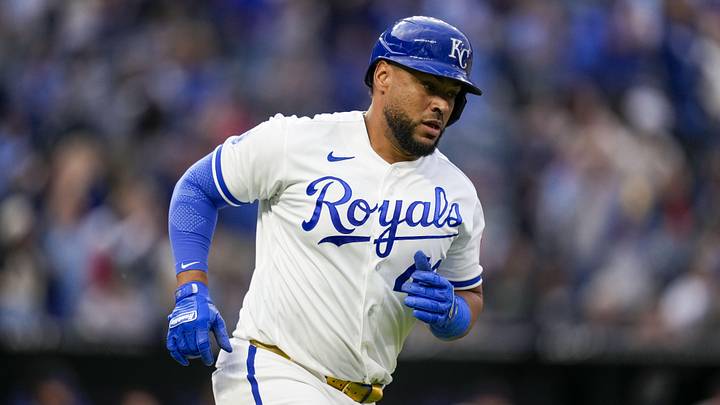 Kansas City Royals catcher Elias Diaz (43) rounds the bases