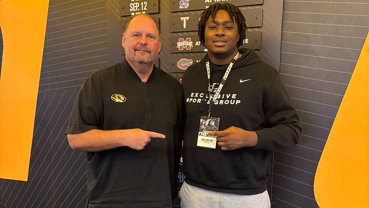 Missouri football commitment Dami Sowunmi with Missouri defensive tackles coach David Blackwell when Sowunmi visited the Tigers in March. Missouri football commitment Dami Sowunmi with Missouri defensive tackles coach David Blackwell when Sowunmi visited the Tigers in March.