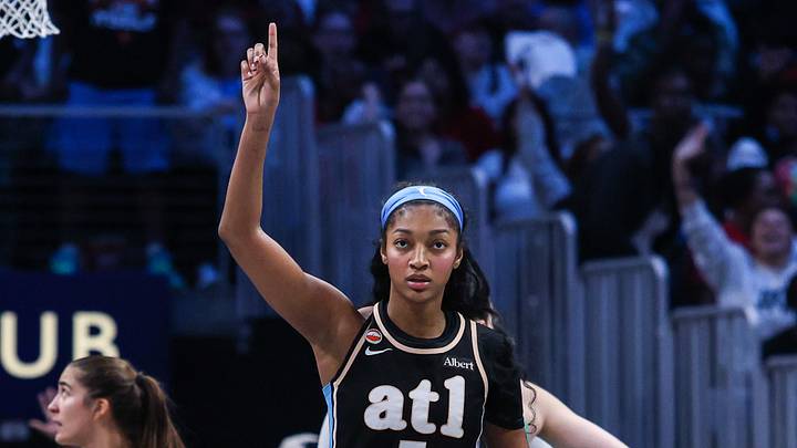 Oct 7, 2026; Atlanta, Georgia, USA; Atlanta Dream forward Angel Reese against the New York Liberty during the fourth quarter of game two of the second round for the 2026 WNBA Playoffs at State Farm Arena. Oct 7, 2026; Atlanta, Georgia, USA; Atlanta Dream forward Angel Reese against the New York Liberty during the fourth quarter of game two of the second round for the 2026 WNBA Playoffs at State Farm Arena.