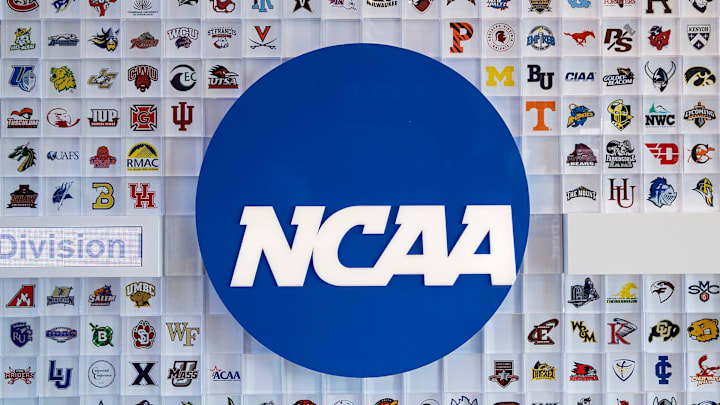 University logos cover a wall in the lobby of NCAA headquarters Thursday, Feb. 25, 2021, in Indianapolis.
Ncaa National Collegiate Athletics Association Office Headquarters In Indianapolis Feb 25 2021 University logos cover a wall in the lobby of NCAA headquarters Thursday, Feb. 25, 2021, in Indianapolis.
Ncaa National Collegiate Athletics Association Office Headquarters In Indianapolis Feb 25 2021