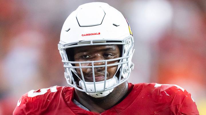 Aug 9, 2025; Glendale, Arizona, USA; Arizona Cardinals offensive tackle Christian Jones (75) against the Kansas City Chiefs during a preseason NFL game at State Farm Stadium. Mandatory Credit: Mark J. Rebilas-Imagn Images Aug 9, 2025; Glendale, Arizona, USA; Arizona Cardinals offensive tackle Christian Jones (75) against the Kansas City Chiefs during a preseason NFL game at State Farm Stadium. Mandatory Credit: Mark J. Rebilas-Imagn Images