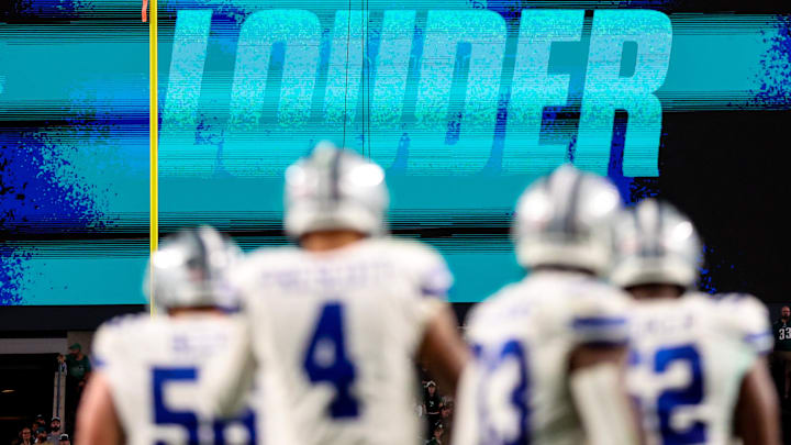 Louder flashes on the large scoreboard in front of Dallas Cowboys quarterback Dak Prescott. Louder flashes on the large scoreboard in front of Dallas Cowboys quarterback Dak Prescott.