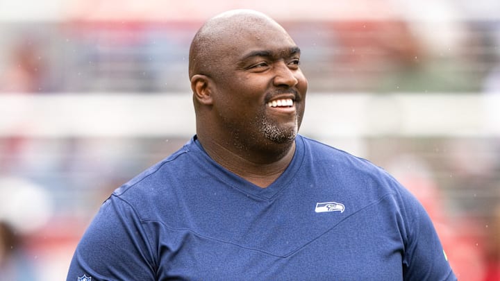 September 18, 2022; Santa Clara, California, USA; Seattle Seahawks defensive coordinator Clint Hurtt before the game against the San Francisco 49ers at Levi's Stadium. September 18, 2022; Santa Clara, California, USA; Seattle Seahawks defensive coordinator Clint Hurtt before the game against the San Francisco 49ers at Levi's Stadium.