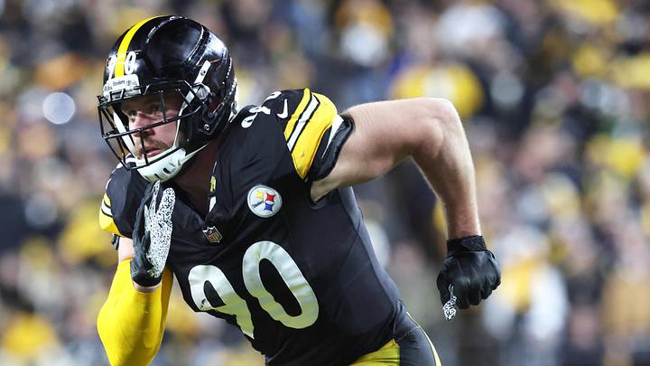 Jan 12, 2026; Pittsburgh, PA, USA; Pittsburgh Steelers linebacker T.J. Watt (90) during the first half of an AFC Wild Card Round game against the Houston Texans at Acrisure Stadium. Mandatory Credit: Charles LeClaire-Imagn Images Jan 12, 2026; Pittsburgh, PA, USA; Pittsburgh Steelers linebacker T.J. Watt (90) during the first half of an AFC Wild Card Round game against the Houston Texans at Acrisure Stadium. Mandatory Credit: Charles LeClaire-Imagn Images