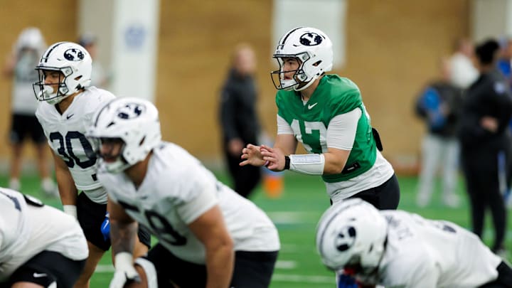 BYU quarterback Bear Bachmeier at 2026 Spring Camp