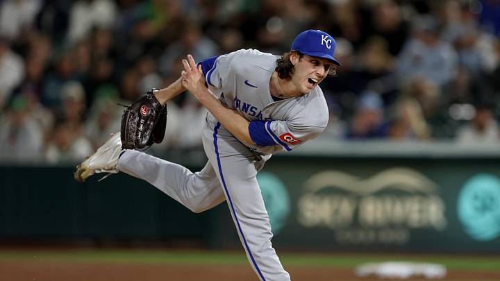Apr 28, 2026; West Sacramento, California, USA; Kansas City Royals pitcher Daniel Lynch IV (41) throws a pitch against the Athletics during the seventh inning at Sutter Health Park. Mandatory Credit: Dennis Lee-Imagn Images