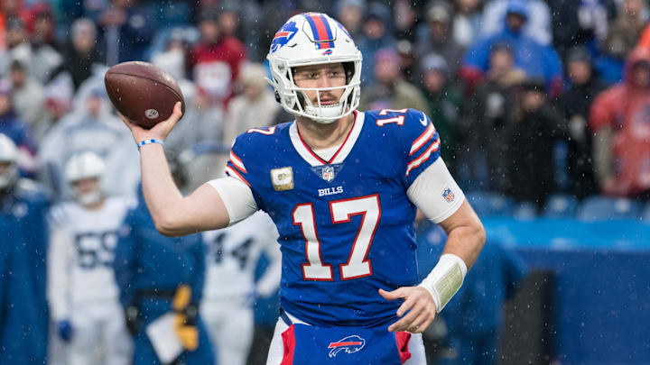 Buffalo Bills quarterback Josh Allen will have to combat wind gusts of up to 45 mph when they host the New England Patriots.
