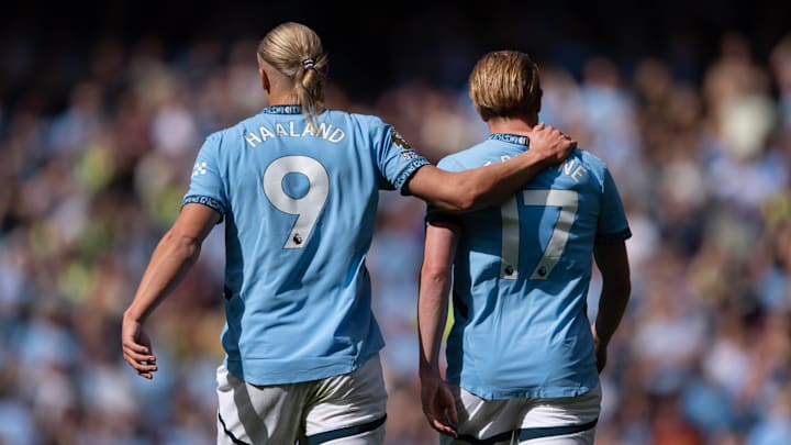 Erling Haaland (left) and Kevin De Bruyne (right) must re-discover their connection to turn around City's season.