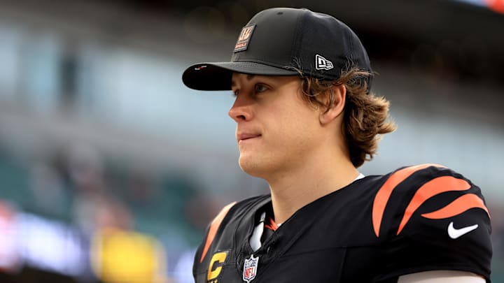 Dec 28, 2025; Cincinnati, Ohio, USA; Cincinnati Bengals quarterback Joe Burrow (9) leaves the field after a game against the Arizona Cardinals at Paycor Stadium. Mandatory Credit: Katie Stratman-Imagn Images