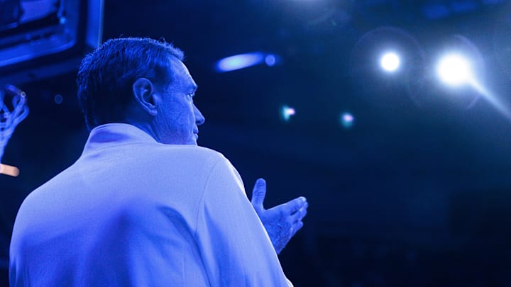 Mar 13, 2026; Kansas City, MO, USA; Kansas Jayhawks head coach Bill Self watches player intros prior to the game against the Houston Cougars at T-Mobile Center. Mandatory Credit: William Purnell-Imagn Images