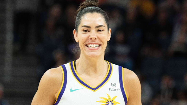 Los Angeles Sparks guard Kelsey Plum (10) during the third quarter against the Golden State Valkyries at Chase Center. Los Angeles Sparks guard Kelsey Plum (10) during the third quarter against the Golden State Valkyries at Chase Center.