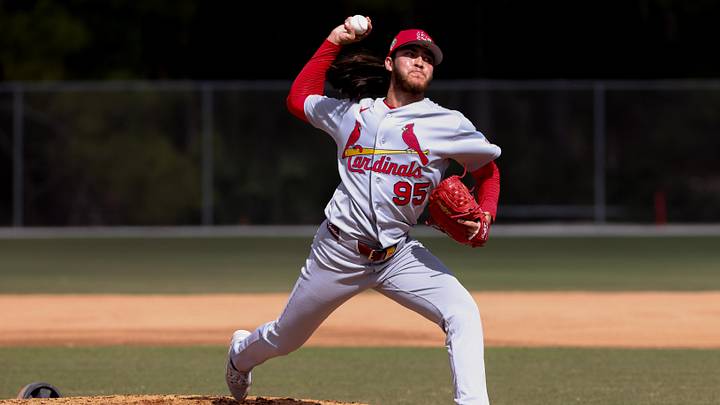 Feb 14, 2026; Jupiter, FL, USA; St. Louis Cardinals pitcher Luis Gastelum (95) delivers a pitch during a spring training workout at Roger Dean Chevrolet Stadium. Mandatory Credit: Sam Navarro-Imagn Images Feb 14, 2026; Jupiter, FL, USA; St. Louis Cardinals pitcher Luis Gastelum (95) delivers a pitch during a spring training workout at Roger Dean Chevrolet Stadium. Mandatory Credit: Sam Navarro-Imagn Images