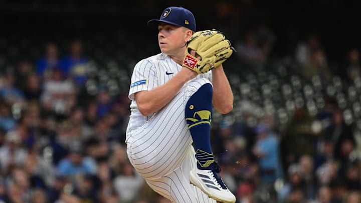 Apr 26, 2026; Milwaukee, Wisconsin, USA; Milwaukee Brewers starting pitcher Kyle Harrison (52) throws a pitch in the first inning against the Pittsburgh Pirates at American Family Field. Mandatory Credit: Benny Sieu-Imagn Images