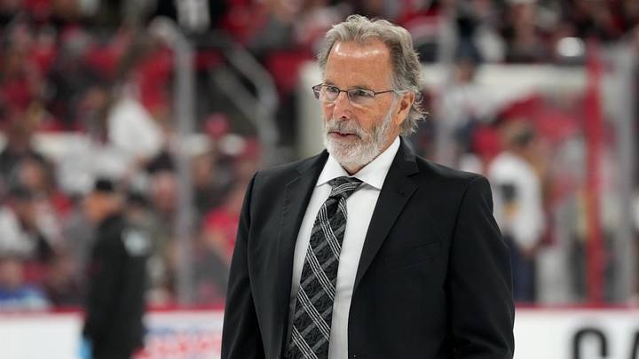 Jun 11, 2026; Raleigh, North Carolina, USA; Vegas Golden Knights head coach John Tortorella after the first period against the Carolina Hurricanes in game five of the 2026 Stanley Cup Final at Lenovo Center. Mandatory Credit: James Guillory-Imagn Images