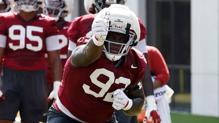 8/6/26 MFB Fall Practice 2 Alabama Defensive Lineman Jeremiah Beaman (92) Photo by Kent Gidley