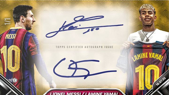 2025 Topps NOW Lionel Messi/Lamine Yamal Auto 1/1