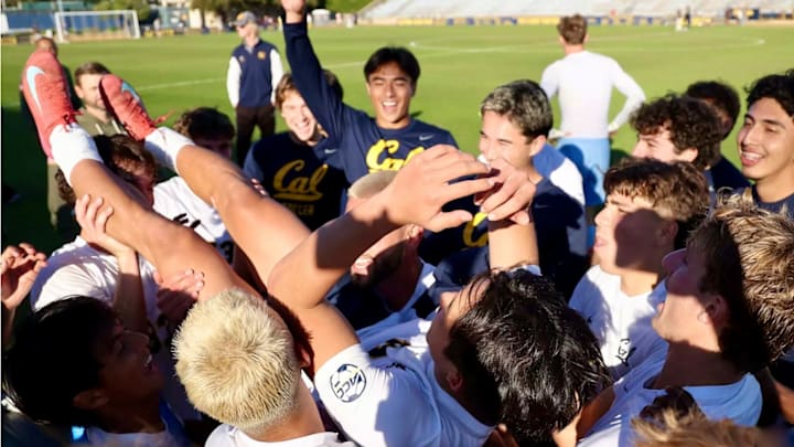 Junhwan Park is carried off the field by his Cal teammates Junhwan Park is carried off the field by his Cal teammates