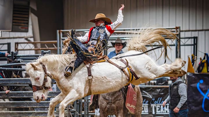 Devon Hay at Gillette College in the Spring 2024 College Rodeo