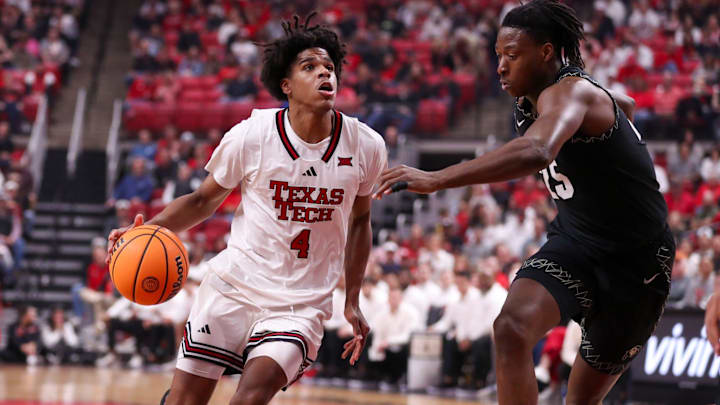Texas Tech's Christian Anderson handles the ball against Colorado during a Big 12 Conference men's basketball game, Wednesday, Feb. 11, 2026, in United Supermarkets Arena. Texas Tech's Christian Anderson handles the ball against Colorado during a Big 12 Conference men's basketball game, Wednesday, Feb. 11, 2026, in United Supermarkets Arena.