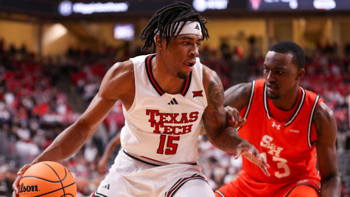 Texas Tech's JT Toppin handles the ball against Sam Houston during a nonconference men's basketball game, Friday, Nov. 7, 2025, at United Supermarkets Arena. Texas Tech's JT Toppin handles the ball against Sam Houston during a nonconference men's basketball game, Friday, Nov. 7, 2025, at United Supermarkets Arena.