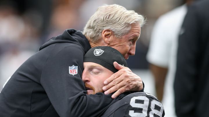 Las Vegas Raiders Pete Carroll embraces superstar DE Maxx Crosby Las Vegas Raiders Pete Carroll embraces superstar DE Maxx Crosby