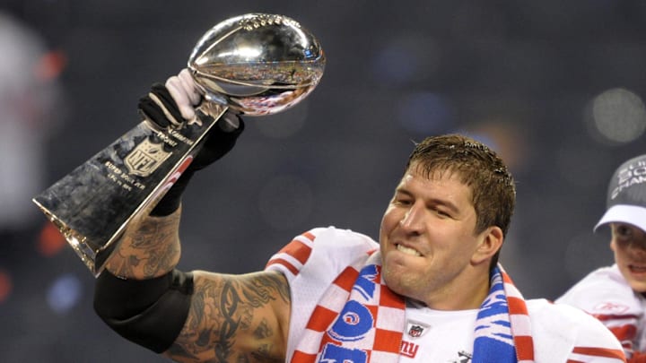 New York Giants left tackle David Diehl after Super Bowl XLVI against the New England Patriots at Lucas Oil Stadium. New York Giants left tackle David Diehl after Super Bowl XLVI against the New England Patriots at Lucas Oil Stadium.