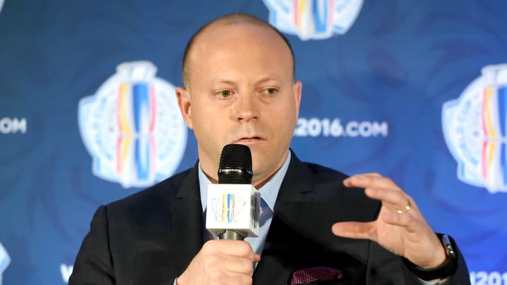 Mar 2, 2016; Toronto, Ontario, Canada; Team North America associate general manager Stan Bowman speaks to media during a press conference for the upcoming 2016 World Cup of Hockey at Intercontinental Hotel. Mandatory Credit: Dan Hamilton-USA TODAY Sports Mar 2, 2016; Toronto, Ontario, Canada; Team North America associate general manager Stan Bowman speaks to media during a press conference for the upcoming 2016 World Cup of Hockey at Intercontinental Hotel. Mandatory Credit: Dan Hamilton-USA TODAY Sports