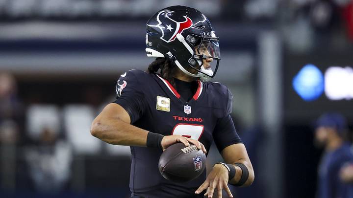 Nov 18, 2024; Arlington, Texas, USA; Houston Texans quarterback C.J. Stroud (7) warms up before the game against the Dallas Cowboys at AT&T Stadium. Mandatory Credit: Kevin Jairaj-Imagn Images Nov 18, 2024; Arlington, Texas, USA; Houston Texans quarterback C.J. Stroud (7) warms up before the game against the Dallas Cowboys at AT&T Stadium. Mandatory Credit: Kevin Jairaj-Imagn Images