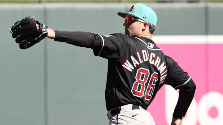 Arizona Diamondbacks left fielder Ryan Waldschmidt (86) warms up to play the Colorado Rockies during a spring training game at Salt River Fields on Feb. 20, 2026, in Scottsdale. Arizona Diamondbacks left fielder Ryan Waldschmidt (86) warms up to play the Colorado Rockies during a spring training game at Salt River Fields on Feb. 20, 2026, in Scottsdale.