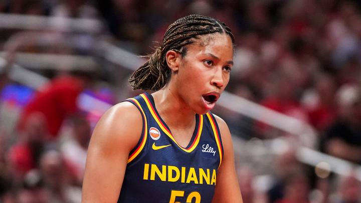 Indiana Fever guard Tyasha Harris (52) celebrates Indiana Fever guard Tyasha Harris (52) celebrates