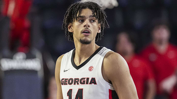 Dec 19, 2024; Athens, Georgia, USA; Georgia Bulldogs forward Asa Newell (14) shown during the game against the Buffalo Bulls at Stegeman Coliseum. Mandatory Credit: Dale Zanine-Imagn Images