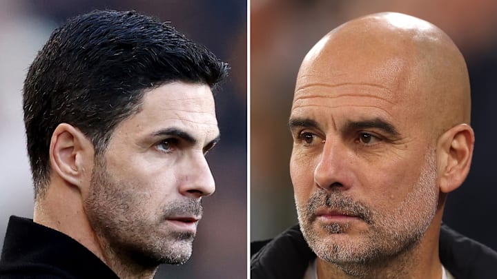 Mikel Arteta (left) and his former mentor Pep Guardiola (right) do battle this weekend. 