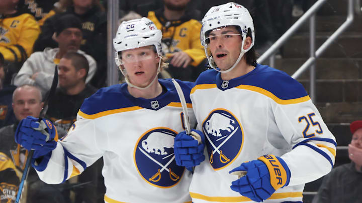 Buffalo Sabres defensemen Rasmus Dahlin and Owen Power