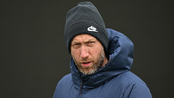 Graham Potter at Chelsea training ahead of the clash with Borussia Dortmund Graham Potter at Chelsea training ahead of the clash with Borussia Dortmund