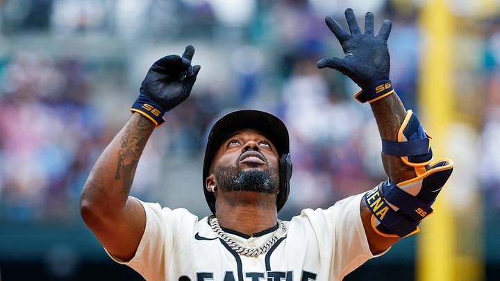 Aug 23, 2026; Seattle, Washington, USA; Seattle Mariners left fielder Randy Arozarena (56) celebrates his solo-home run against the Chicago Cubs during the first inning at T-Mobile Park. Mandatory Credit: Joe Nicholson-Imagn Images Aug 23, 2026; Seattle, Washington, USA; Seattle Mariners left fielder Randy Arozarena (56) celebrates his solo-home run against the Chicago Cubs during the first inning at T-Mobile Park. Mandatory Credit: Joe Nicholson-Imagn Images
