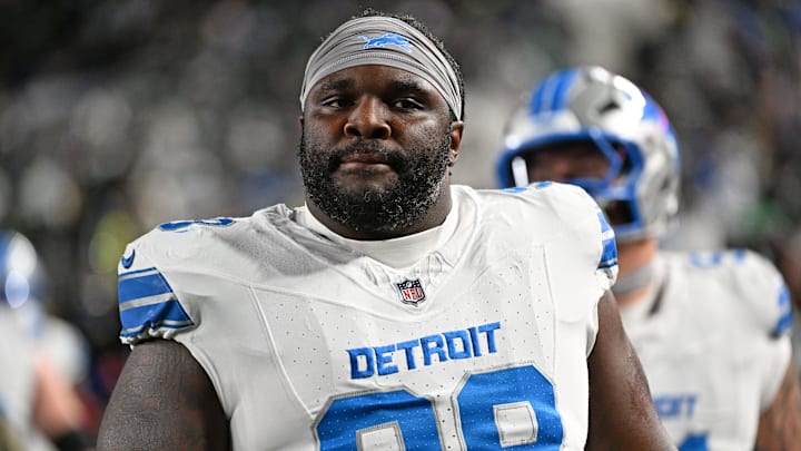 Nov 16, 2025; Philadelphia, Pennsylvania, USA; Detroit Lions defensive tackle DJ Reader (98) against the Philadelphia Eagles at Lincoln Financial Field. Mandatory Credit: Eric Hartline-Imagn Images