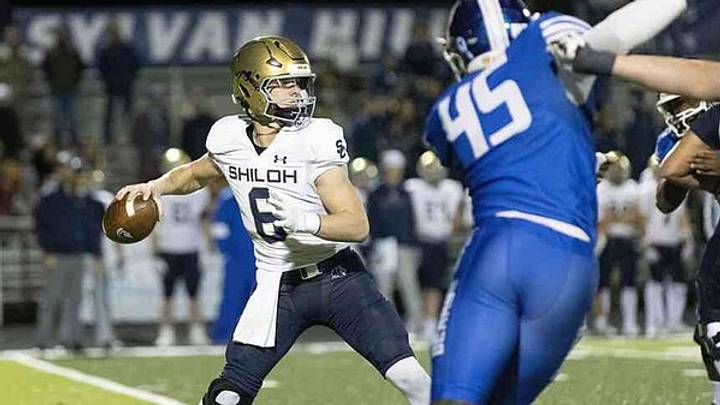 Shiloh Christian quarterback Cole Creighton gets set to release a pass. Shiloh Christian quarterback Cole Creighton gets set to release a pass.