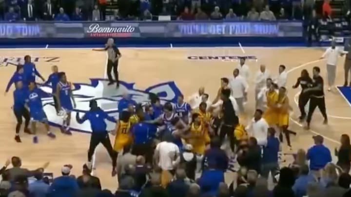 The benches cleared with just seconds remaining in the Billikens' 88-75 win over the Rams. 