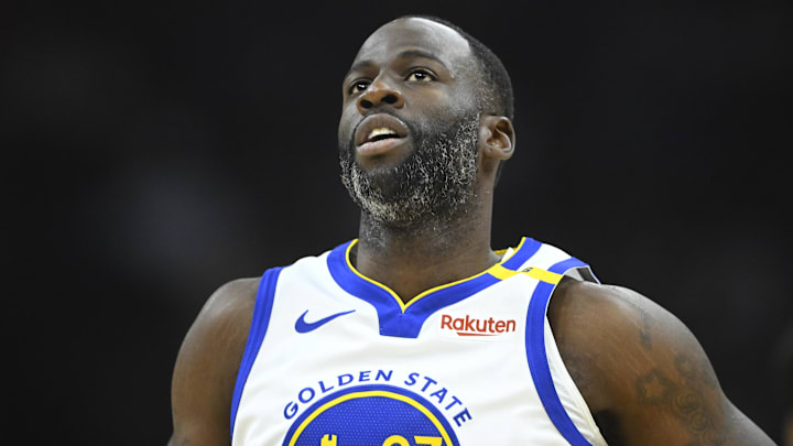 Golden State Warriors forward Draymond Green runs on the court against the Cleveland Cavaliers
