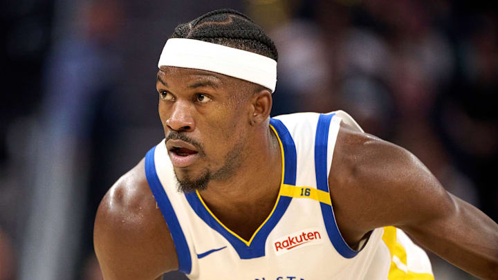Apr 13, 2025; San Francisco, California, USA; Golden State Warriors forward Jimmy Butler III (10) looks on against the LA Clippers during the first quarter at Chase Center. Mandatory Credit: Robert Edwards-Imagn Images Apr 13, 2025; San Francisco, California, USA; Golden State Warriors forward Jimmy Butler III (10) looks on against the LA Clippers during the first quarter at Chase Center. Mandatory Credit: Robert Edwards-Imagn Images