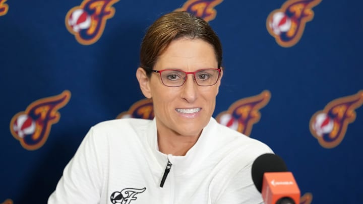  Indiana Fever coach Stephanie White on August 5, 2025