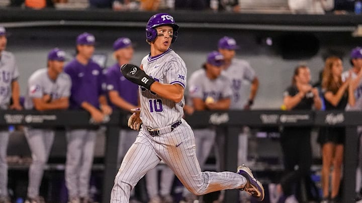 TCU outfielder/DH Sawyer Strosnider during the series with UCF. By losing that series 1-2, the Horned Frogs dropped down one spot to a tie with Kansas for No. 3 in this week's Big 12 Baseball Power Rankings. 