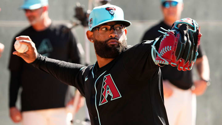 Arizona Diamondbacks pitcher Christian Montes De Oca (80) during spring training workouts at Salt River Fields at Talking Stick in Scottsdale on Feb. 15, 2024. Arizona Diamondbacks pitcher Christian Montes De Oca (80) during spring training workouts at Salt River Fields at Talking Stick in Scottsdale on Feb. 15, 2024.