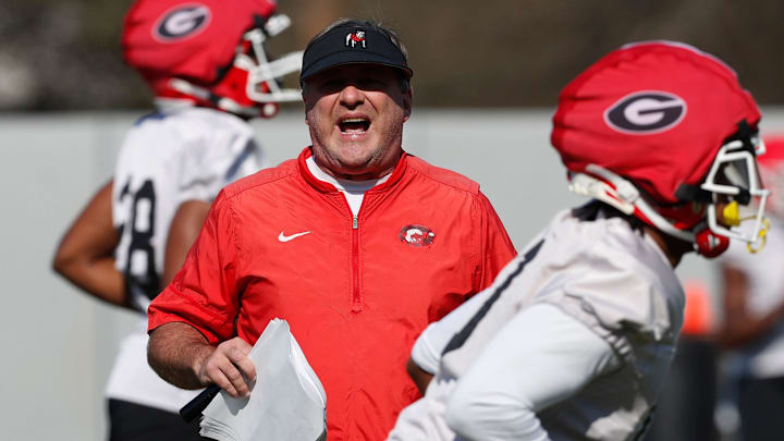 Georgia coach Kirby Smart yells