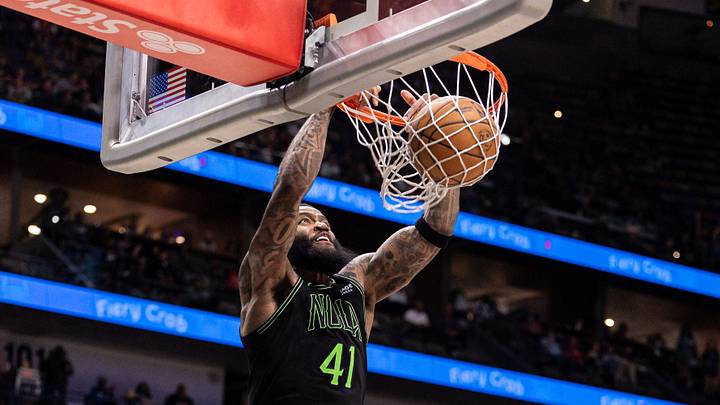 Apr 5, 2026; New Orleans, Louisiana, USA; New Orleans Pelicans guard/forward Saddiq Bey (41) dunks the ball against the Orlando Magic during the second half at Smoothie King Center. Mandatory Credit: Stephen Lew-Imagn Images Apr 5, 2026; New Orleans, Louisiana, USA; New Orleans Pelicans guard/forward Saddiq Bey (41) dunks the ball against the Orlando Magic during the second half at Smoothie King Center. Mandatory Credit: Stephen Lew-Imagn Images