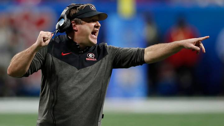 Georgia coach Kirby Smart reacts during the first half of the Chick-fil-A Peach Bowl NCAA College Football Playoff semifinal game on Saturday, Dec 31, 2022, in Atlanta.

Syndication Usa Today